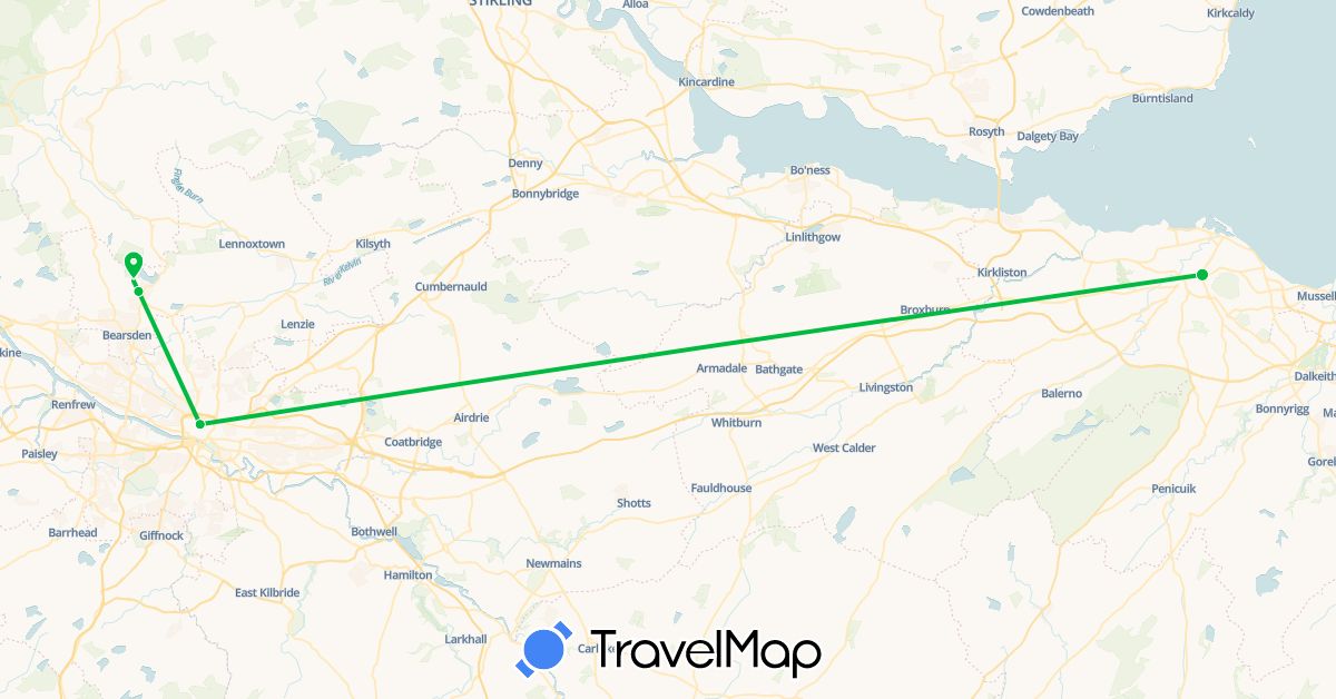 TravelMap itinerary: bus, plane in United Kingdom (Europe)